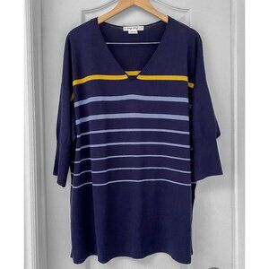 In Every Story Navy Striped V-Neck Sweater Tunic Top 2X